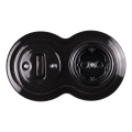 Elhard - Ceramic retro switch No. 1 and 230V socket with SCHUKO frame, black