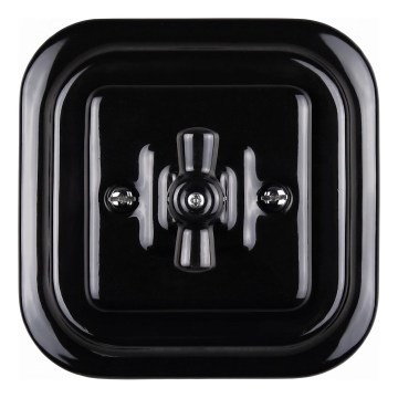 Elhard - Ceramic retro switch with frame č. 1/0 black