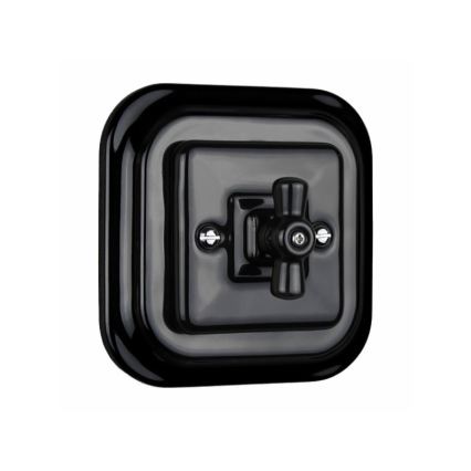 Elhard - Ceramic retro switch with frame č. 1/0 black