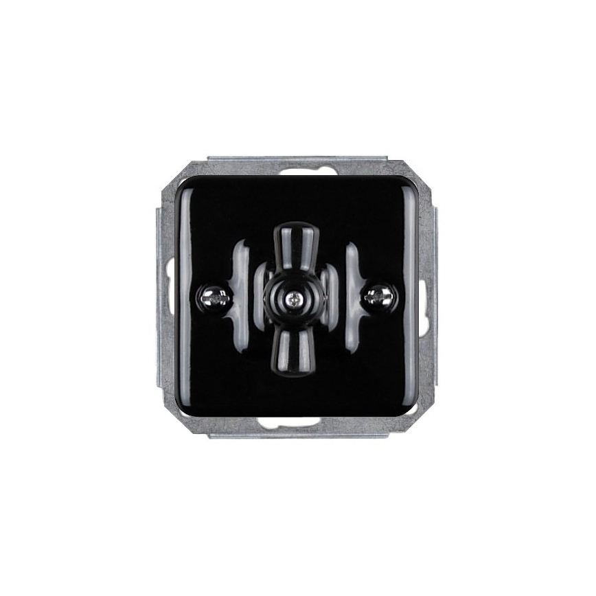 Elhard - Ceramic retro switch with frame č. 1/0 black