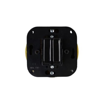 Elhard - Ceramic Retro Two-Gang Staircase Light Switch, Frameless, No. 6+6, Black