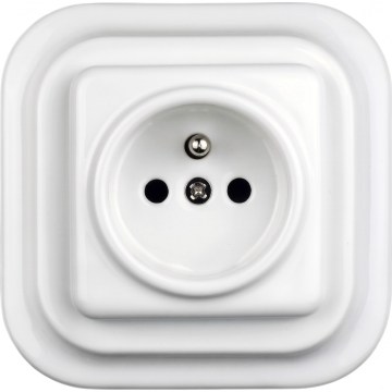 Elhard - Ceramic Retro Wall Outlet with Frame, 230V, White