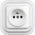 Elhard - Ceramic Retro Wall Outlet with Frame, 230V, White