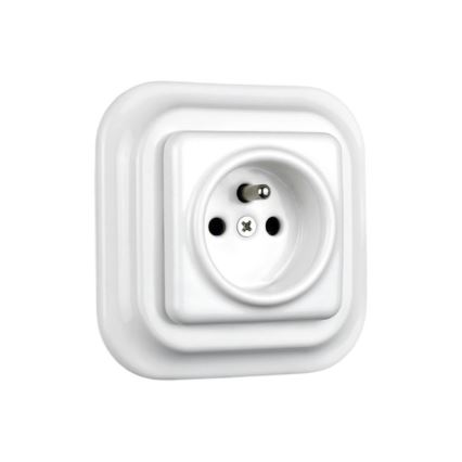 Elhard - Ceramic Retro Wall Outlet with Frame, 230V, White
