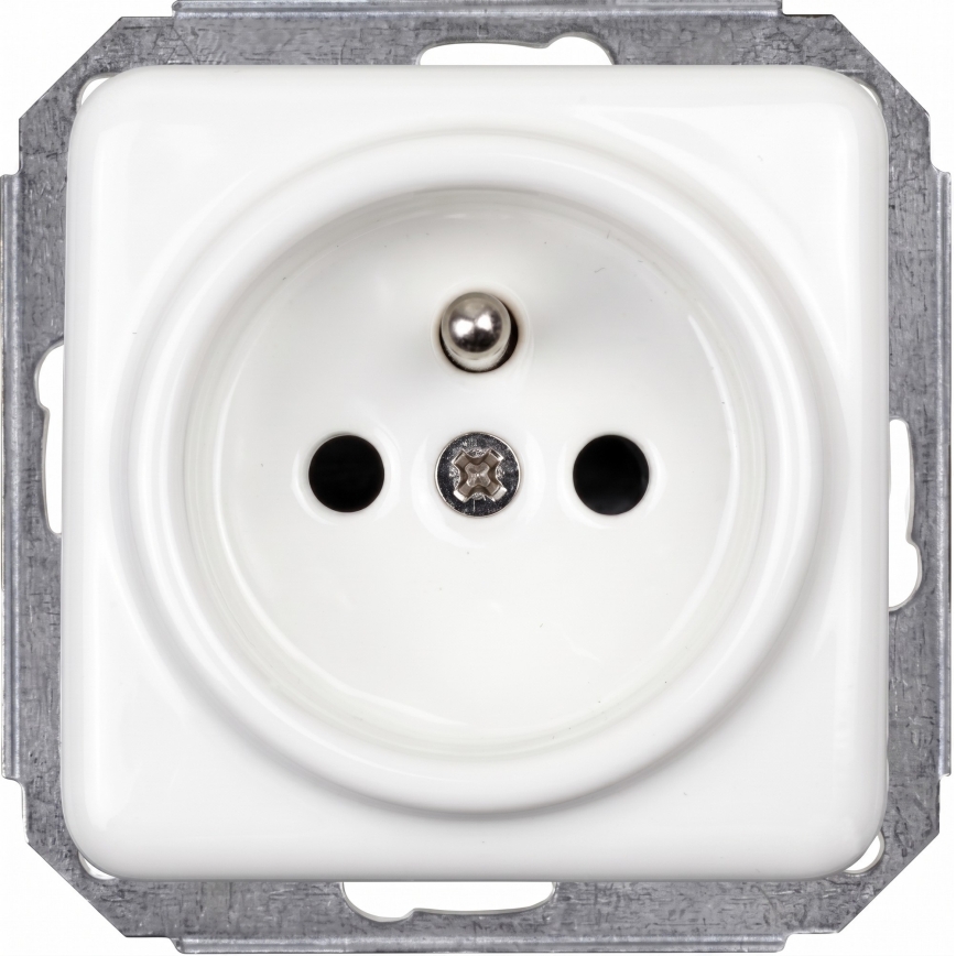 Elhard - Ceramic Retro Wall Outlet with Frame, 230V, White