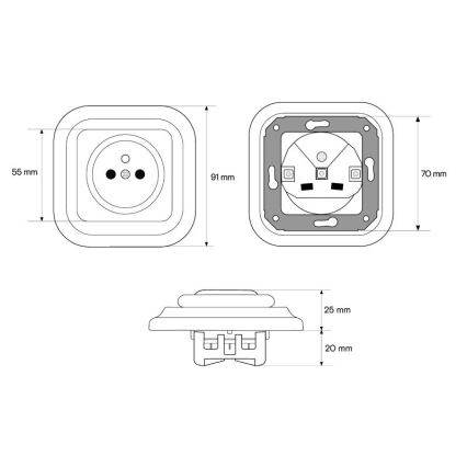 Elhard - Ceramic Retro Wall Outlet with Frame, 230V, White