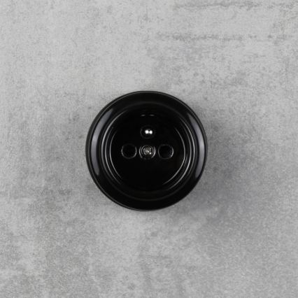 Elhard - Ceramic Retro Wall Socket 230V, Black