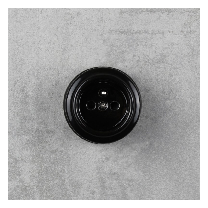 Elhard - Ceramic Retro Wall Socket 230V, Black
