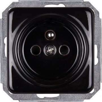 Elhard - Ceramic Retro Wall Socket, Frameless, 230 V, Black