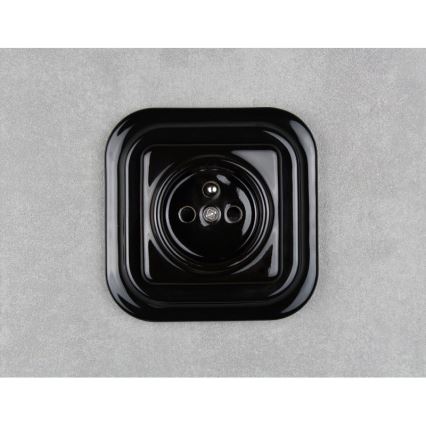 Elhard - Ceramic Retro Wall Socket, Frameless, 230 V, Black