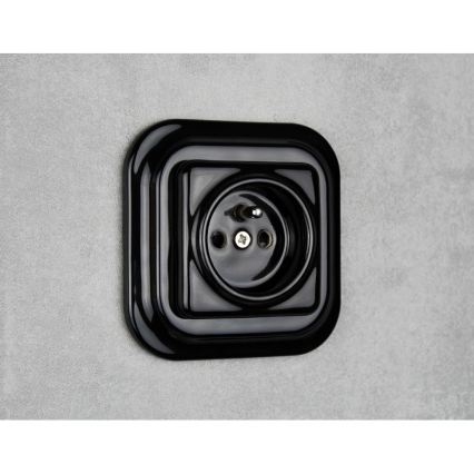 Elhard - Ceramic Retro Wall Socket, Frameless, 230 V, Black