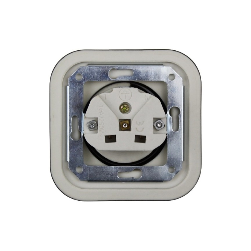 Elhard - Ceramic Retro Wall Socket, Frameless, 230 V, Black