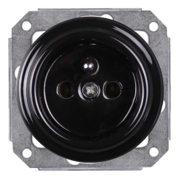 Elhard - Ceramic Retro Wall Socket, Frameless, 230 V, Black