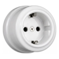 Elhard - Ceramic retro wall socket SCHUKO 230V white