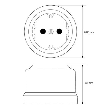 Elhard - Ceramic retro wall socket SCHUKO 230V white