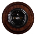 Elhard - Ceramic retro wall socket with frame 230V black/dark wood