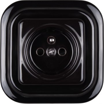 Elhard - Ceramic Retro Wall Socket with Frame, 230V, Black