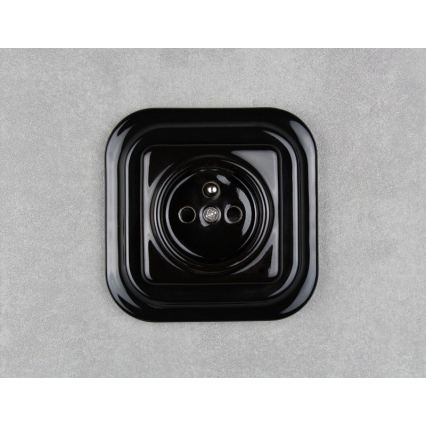 Elhard - Ceramic Retro Wall Socket with Frame, 230V, Black