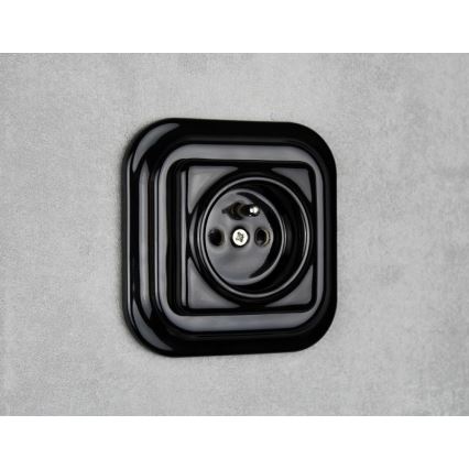 Elhard - Ceramic Retro Wall Socket with Frame, 230V, Black