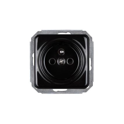 Elhard - Ceramic Retro Wall Socket with Frame, 230V, Black