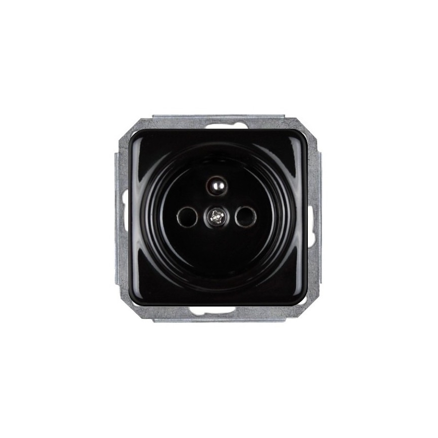 Elhard - Ceramic Retro Wall Socket with Frame, 230V, Black