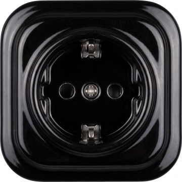 Elhard – Ceramic Retro Wall Socket with Frame, SCHUKO 230V, Black