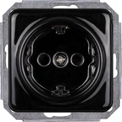 Elhard – Ceramic Retro Wall Socket with Frame, SCHUKO 230V, Black