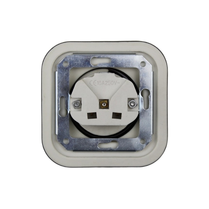 Elhard – Ceramic Retro Wall Socket with Frame, SCHUKO 230V, Black