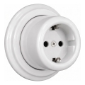 Elhard - Ceramic Retro Wall Socket with Frame, SCHUKO 230V, White