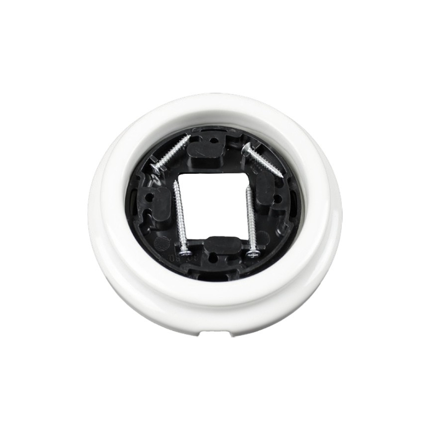 Elhard - Ceramic Retro Wall Socket with Frame, SCHUKO 230V, White