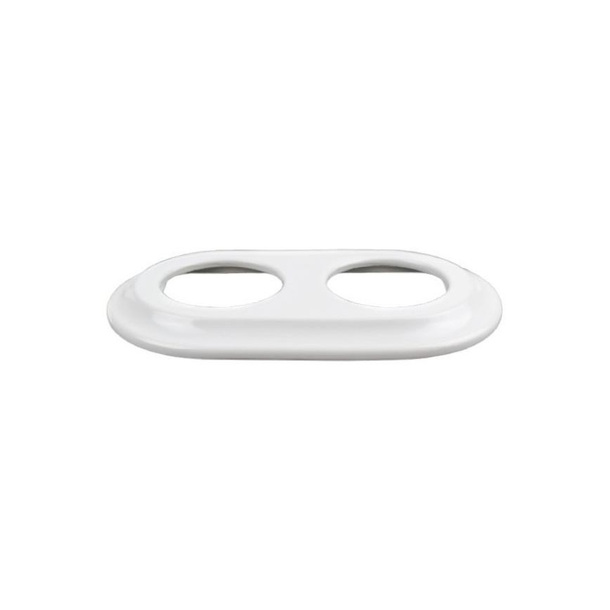 Elhard - Double ceramic retro domestic socket with frame 230V white