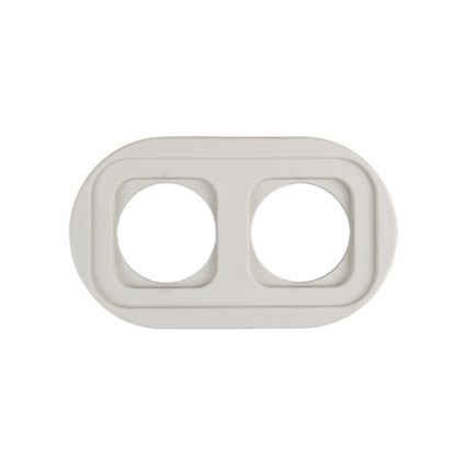 Elhard - Double ceramic retro domestic socket with frame 230V white