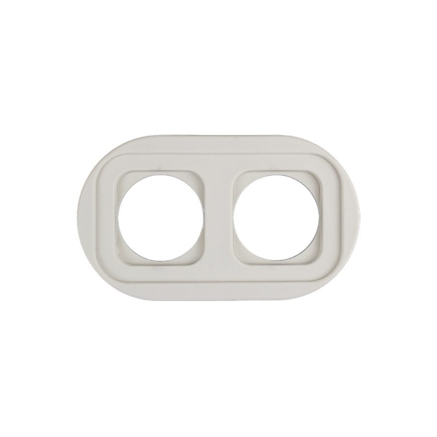Elhard - Double ceramic retro domestic socket with frame 230V white