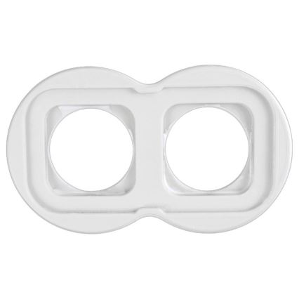 Elhard - Double Ceramic Retro Household SCHUKO Socket with Frame, 230V, White