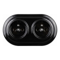 Elhard - Double ceramic retro household socket with frame 230V black