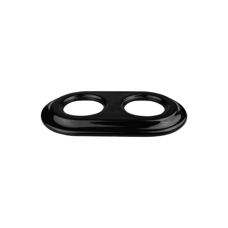 Elhard - Double ceramic retro household socket with frame 230V black