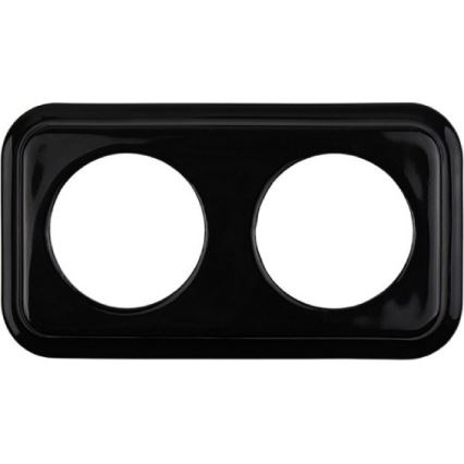 Elhard - Double ceramic retro household wall socket with frame, 230V, black