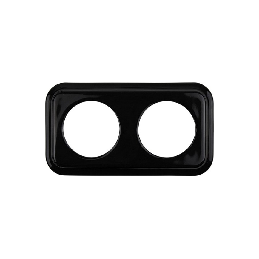 Elhard - Double ceramic retro household wall socket with frame, 230V, black