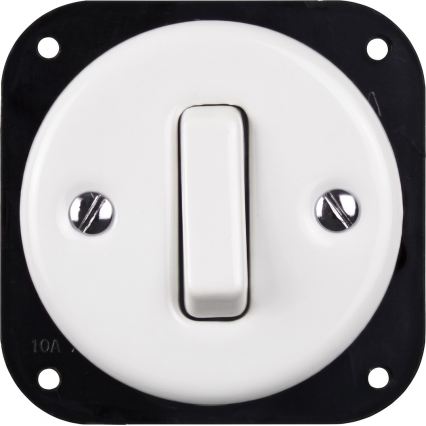 Elhard - Double ceramic retro light switch with frame č. 1 white/light wood