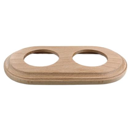 Elhard - Double ceramic retro light switch with frame č. 1 white/light wood