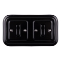 Elhard - Double Ceramic Retro Light Switch with Frame No. 1, Black