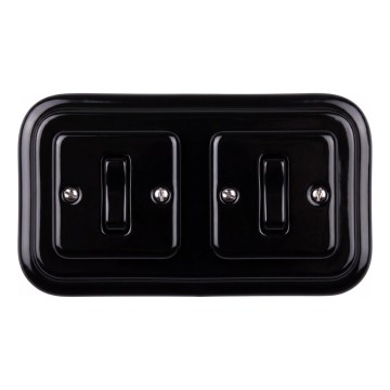 Elhard - Double Ceramic Retro Light Switch with Frame No. 1, Black