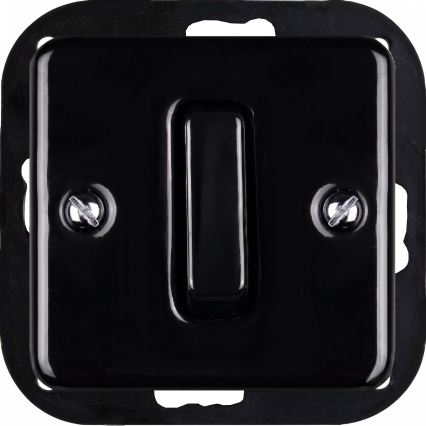 Elhard - Double Ceramic Retro Light Switch with Frame No. 1, Black