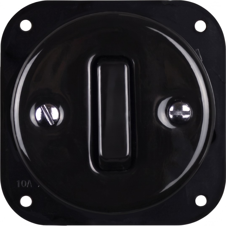Elhard - Double ceramic retro light switch with frame No. 1 black