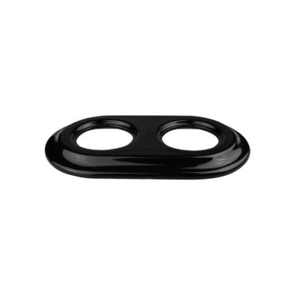 Elhard - Double ceramic retro SCHUKO socket with frame, 230V, black