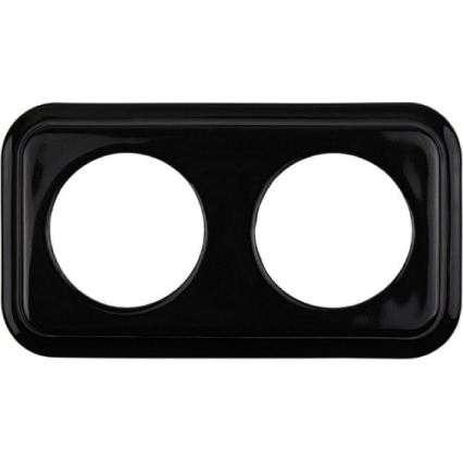 Elhard - Double Ceramic Retro SCHUKO Wall Socket with Frame, 230V, Black