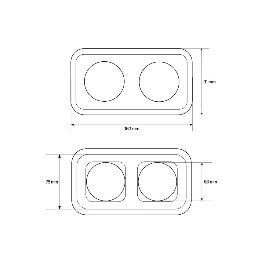 Elhard - Double Ceramic Retro SCHUKO Wall Socket with Frame, 230V, Black