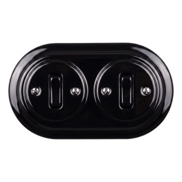 Elhard - Double ceramic retro switch with frame č. 1 black