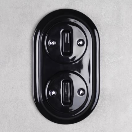 Elhard - Double ceramic retro switch with frame č. 1 black