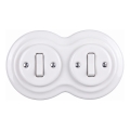 Elhard - Double ceramic retro switch with frame č. 1, white